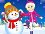 Winter Snowman and Girl