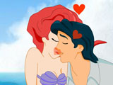 Little Mermaid and Prince kissing