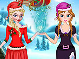 Elsa And Anna Helping Santa