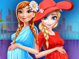 Elsa And Anna Pregnant Mall Shopping