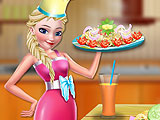 Elsa Cooking Chicken And Brocoli